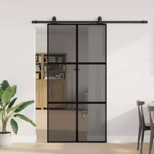 Klizna vrata s priborom crna 102,5 x 205 cm kaljeno staklo - Crna i tamnoprozirna 102.5 x 205 cm (200 cm sliding rail) 1 Mreže 4 Cijena