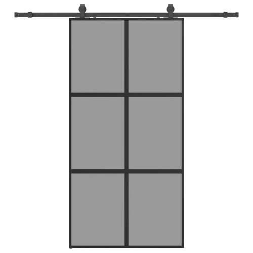 Klizna vrata s priborom crna 102,5 x 205 cm kaljeno staklo - Crna i tamnoprozirna 102.5 x 205 cm (200 cm sliding rail) 1 Mreže 4 Cijena