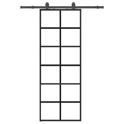 Klizna vrata s priborom crna 76 x 205 cm od ESG stakla - 76 x 205 cm (152.5 cm sliding rail) 1 6 x 2 grids Cijena
