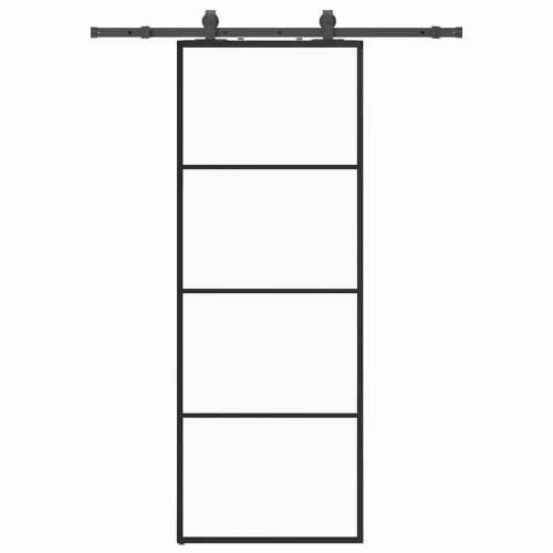 Klizna vrata s priborom crna 76 x 205 cm od ESG stakla - Crna 76 x 205 cm (152.5 cm sliding rail) 1 Transparentan Cijena