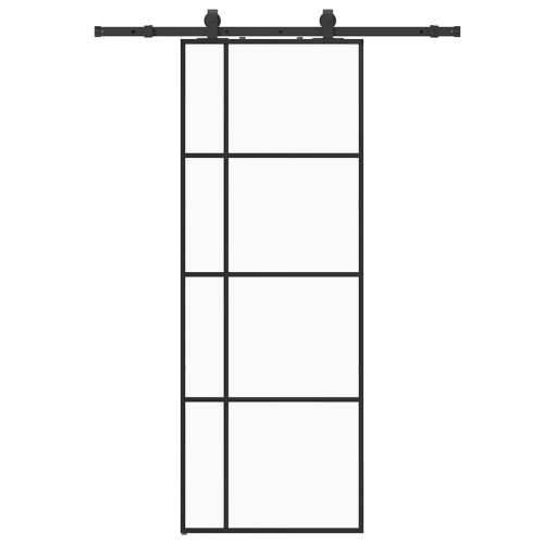 Klizna vrata s priborom crna 76 x 205 cm od ESG stakla - Crna 76 x 205 cm (152.5 cm sliding rail) 1 Transparentan Cijena