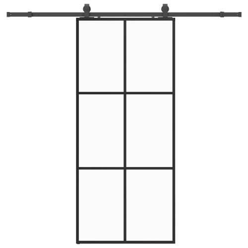 Klizna vrata s priborom crna 90 x 205 cm od ESG stakla - 90 x 205 cm (213 cm sliding rail) 1 3 x 2 grids Cijena