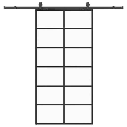 Klizna vrata s priborom crna 90 x 205 cm od ESG stakla - 90 x 205 cm (213 cm sliding rail) 1 6 x 2 grids Cijena