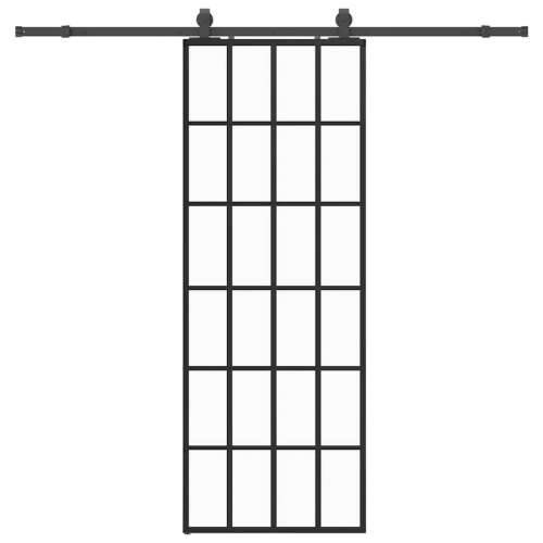 Klizna vrata s priborom crna 76 x 205 cm od ESG stakla - 76 x 205 cm (213 cm sliding rail) 1 6 x 4 grids Cijena