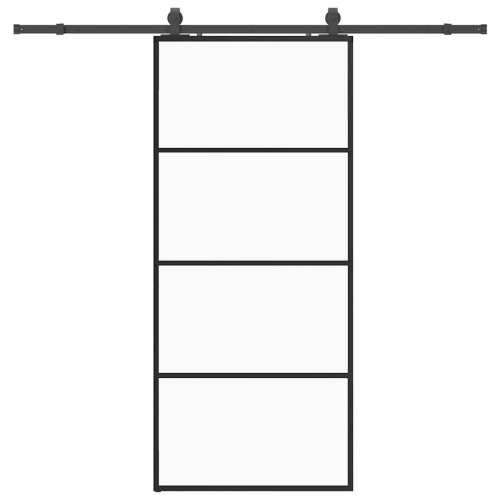 Klizna vrata s priborom crna 90 x 205 cm od ESG stakla - Crna 90 x 205 cm (213 cm sliding rail) 1 Transparentan Cijena