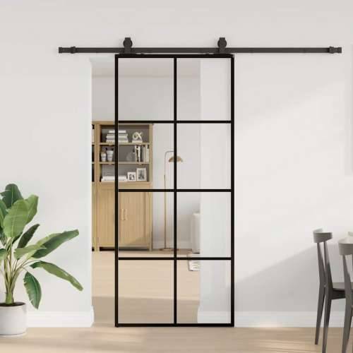 Klizna vrata s priborom crna 90 x 205 cm od ESG stakla - Crna 90 x 205 cm (213 cm sliding rail) 1 Transparentan Cijena