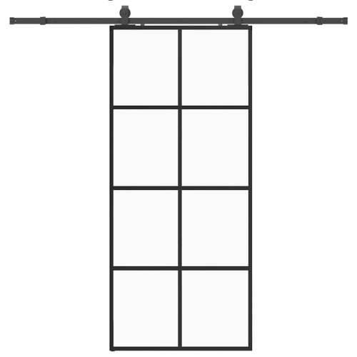 Klizna vrata s priborom crna 90 x 205 cm od ESG stakla - Crna 90 x 205 cm (213 cm sliding rail) 1 Transparentan Cijena