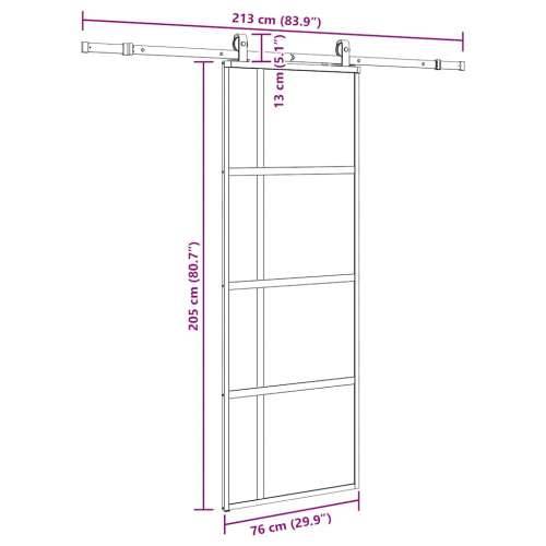 Klizna vrata s priborom crna 76 x 205 cm kaljeno staklo - black, matt and transparent 76 x 205 cm (213 cm sliding rail) 1 Mreže  Cijena