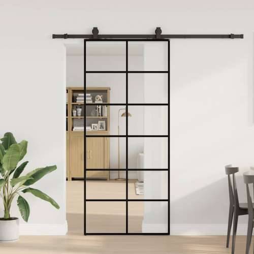 Klizna vrata s priborom crna 90 x 205 cm od ESG stakla - 90 x 205 cm (klizna vodilica od 200 cm) 1 6 x 2 grids Cijena