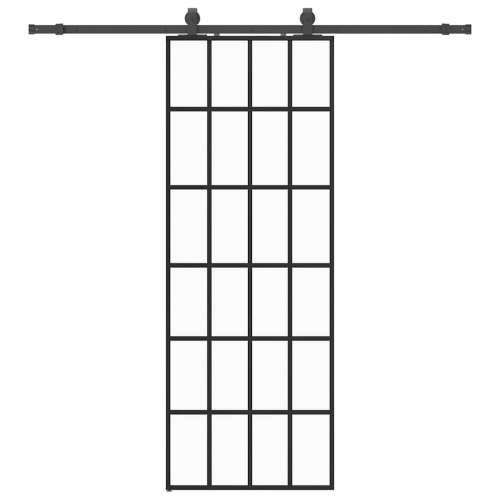 Klizna vrata s priborom crna 76 x 205 cm od ESG stakla - 76 x 205 cm (klizna vodilica od 200 cm) 1 6 x 4 grids Cijena