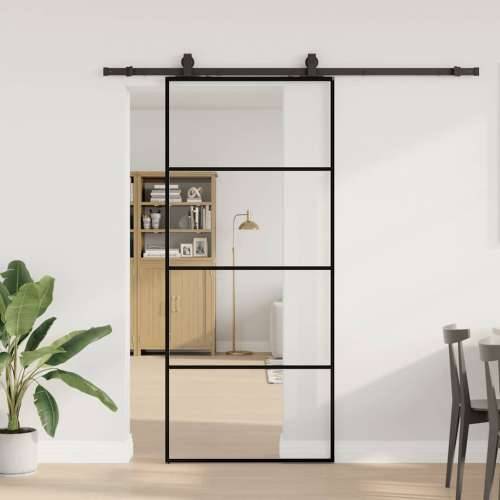 Klizna vrata s priborom crna 90 x 205 cm od ESG stakla - Crna 90 x 205 cm (klizna vodilica od 200 cm) 1 Transparentan Cijena