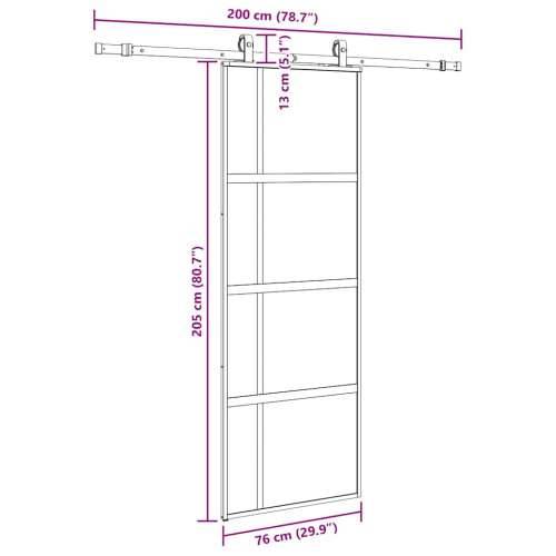Klizna vrata s priborom crna 76 x 205 cm kaljeno staklo - black, matt and transparent 76 x 205 cm (klizna vodilica od 200 cm) 1  Cijena