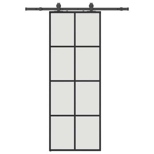 Klizna vrata s priborom crna 76 x 205 cm od ESG stakla - Crna 76 x 205 cm (152.5 cm sliding rail) 1 Matirano Cijena