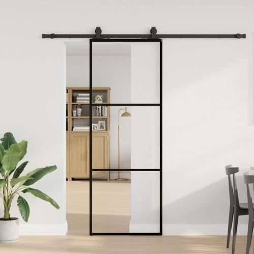Klizna vrata s priborom crna 76 x 205 cm od ESG stakla - 76 x 205 cm (213 cm sliding rail) 1 2 vodoravne šipke Cijena