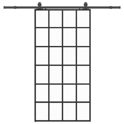 Klizna vrata s priborom crna 102 x 205 cm od ESG stakla - 102 x 205 cm (213 cm sliding rail) 1 6 x 4 grids Cijena