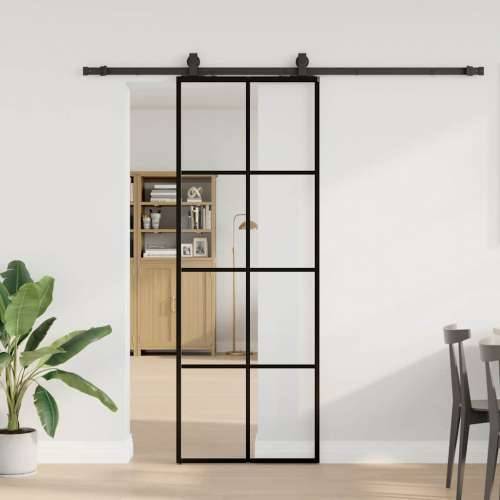 Klizna vrata s priborom crna 76 x 205 cm od ESG stakla - Crna 76 x 205 cm (213 cm sliding rail) 1 Transparentan Cijena