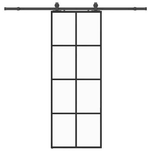 Klizna vrata s priborom crna 76 x 205 cm od ESG stakla - Crna 76 x 205 cm (213 cm sliding rail) 1 Transparentan Cijena