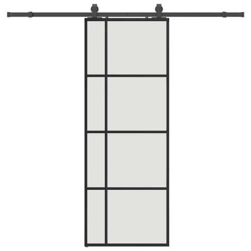 Klizna vrata s priborom crna 76 x 205 cm od ESG stakla - Crna 76 x 205 cm (213 cm sliding rail) 1 Matirano Cijena