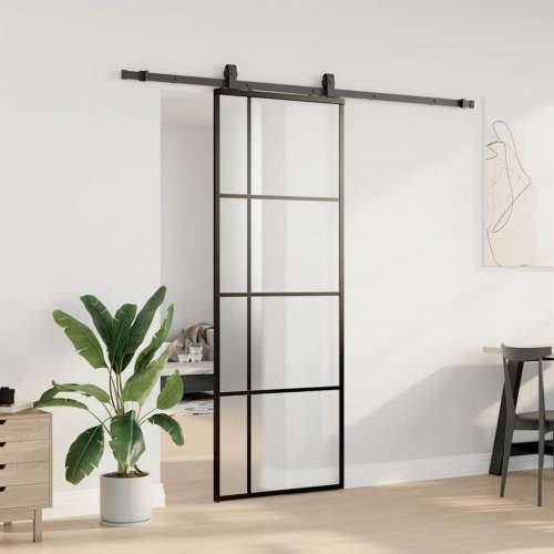 Klizna vrata s priborom crna 76 x 205 cm od ESG stakla - Crna 76 x 205 cm (213 cm sliding rail) 1 Matirano Cijena