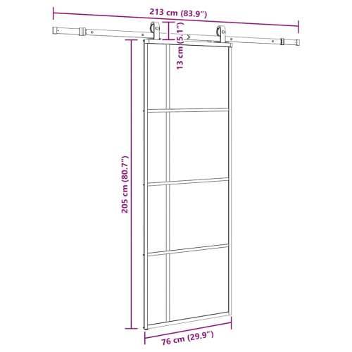 Klizna vrata s priborom crna 76 x 205 cm od ESG stakla - Crna 76 x 205 cm (213 cm sliding rail) 1 Matirano Cijena