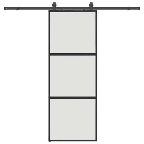 Klizna vrata s priborom crna 76 x 205 cm kaljeno staklo - Crna i mat 76 x 205 cm (213 cm sliding rail) 1 3 vodoravne šipke Cijena