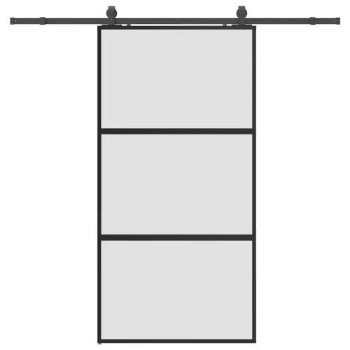 Klizna vrata s priborom crna 102,5 x 205 cm kaljeno staklo - Crna i mat 102.5 x 205 cm (213 cm sliding rail) 1 3 vodoravne šipke Cijena