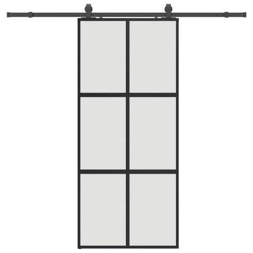 Klizna vrata s priborom crna 90 x 205 cm kaljeno staklo - Crna i mat 90 x 205 cm (213 cm sliding rail) 1 Mreže 4 x 2 Cijena