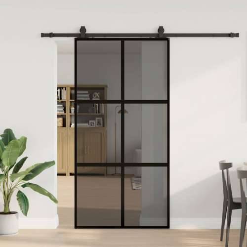 Klizna vrata s priborom crna 102,5 x 205 cm kaljeno staklo - Crna i tamnoprozirna 102.5 x 205 cm (213 cm sliding rail) 1 Mreže 4 Cijena