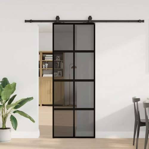 Klizna vrata s priborom crna 76 x 205 cm kaljeno staklo - Crna i tamnoprozirna 76 x 205 cm (213 cm sliding rail) 1 Mreže 4 x 2 Cijena