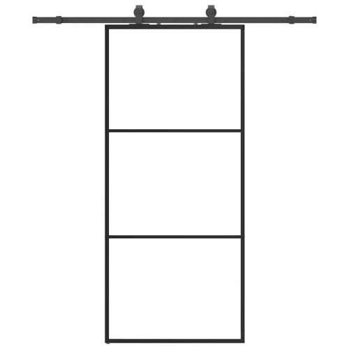 Klizna vrata s priborom crna 90 x 205 cm od ESG stakla - 90 x 205 cm (klizna vodilica od 183 cm) 1 2 vodoravne šipke Cijena
