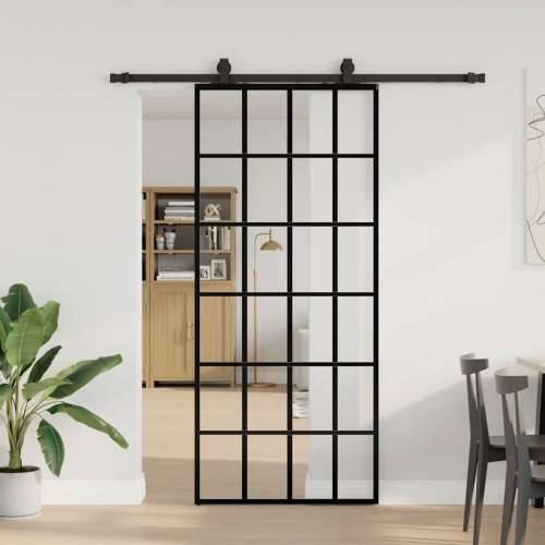 Klizna vrata s priborom crna 90 x 205 cm od ESG stakla - 6 x 4 grids 90 x 205 cm (klizna vodilica od 183 cm) 1 Cijena