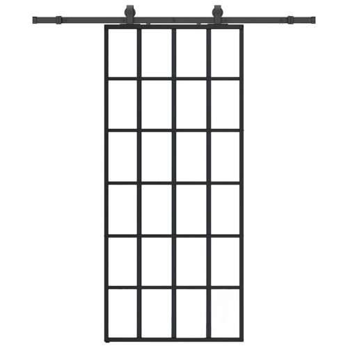Klizna vrata s priborom crna 90 x 205 cm od ESG stakla - 6 x 4 grids 90 x 205 cm (klizna vodilica od 183 cm) 1 Cijena