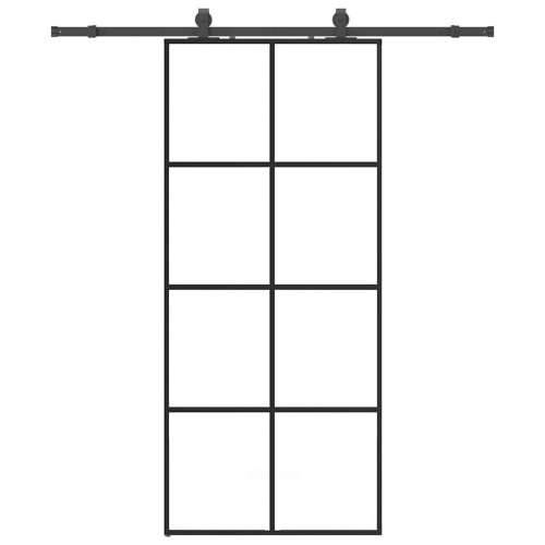 Klizna vrata s priborom crna 90 x 205 cm od ESG stakla - Crna Transparentan 90 x 205 cm (klizna vodilica od 183 cm) 1 Cijena