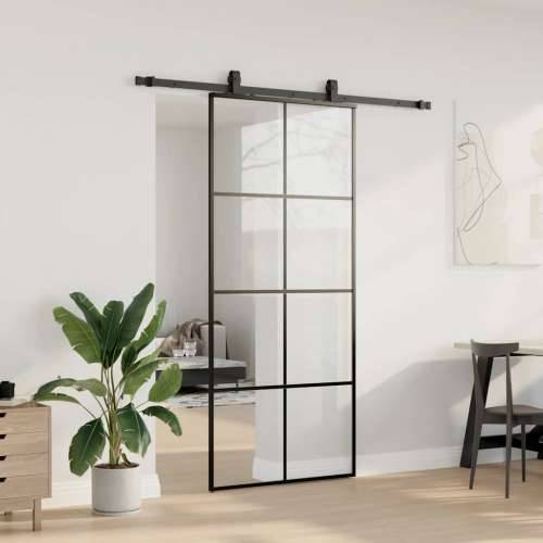 Klizna vrata s priborom crna 90 x 205 cm od ESG stakla - Crna Transparentan 90 x 205 cm (klizna vodilica od 183 cm) 1 Cijena
