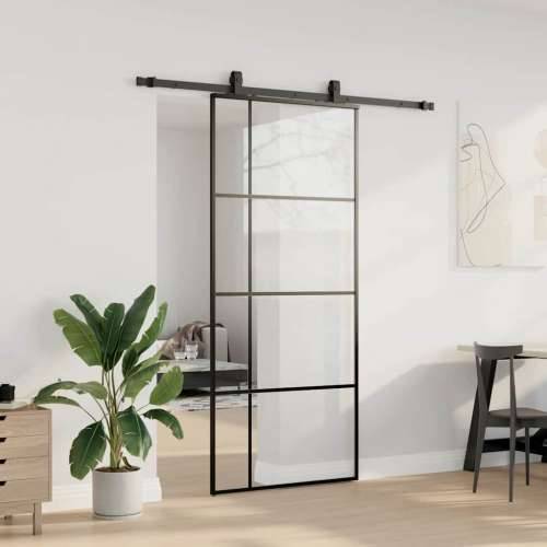 Klizna vrata s priborom crna 90 x 205 cm od ESG stakla - Crna Transparentan 90 x 205 cm (klizna vodilica od 183 cm) 1 Cijena