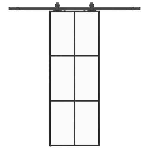 Klizna vrata s priborom crna 76 x 205 cm od ESG stakla - 76 x 205 cm (klizna vodilica od 200 cm) 1 3 x 2 grids Cijena