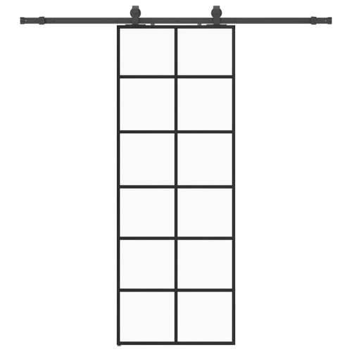 Klizna vrata s priborom crna 76 x 205 cm od ESG stakla - 76 x 205 cm (klizna vodilica od 200 cm) 1 6 x 2 grids Cijena