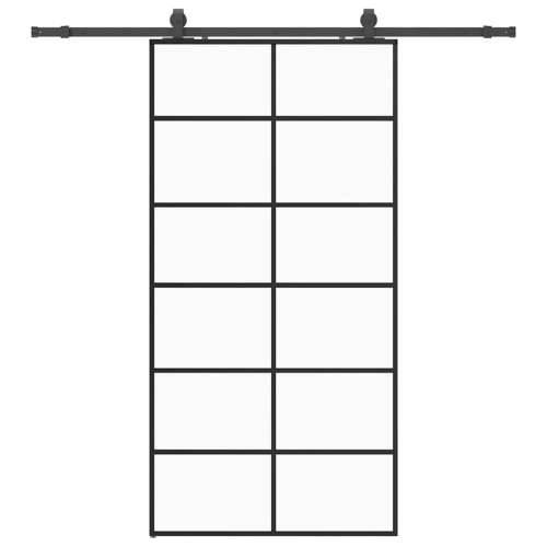 Klizna vrata s priborom crna 102 x 205 cm od ESG stakla - 102 x 205 cm (klizna vodilica od 200 cm) 1 6 x 2 grids Cijena