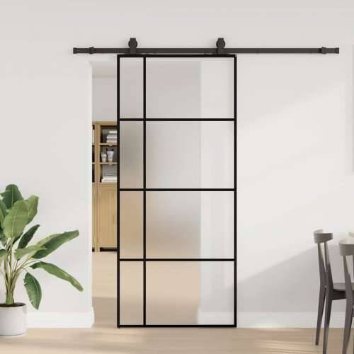 Klizna vrata s priborom crna 90 x 205 cm od ESG stakla - Crna 90 x 205 cm (klizna vodilica od 200 cm) 1 Matirano Cijena