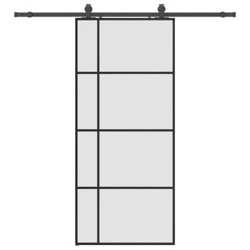 Klizna vrata s priborom crna 90 x 205 cm od ESG stakla - Crna 90 x 205 cm (klizna vodilica od 200 cm) 1 Matirano Cijena