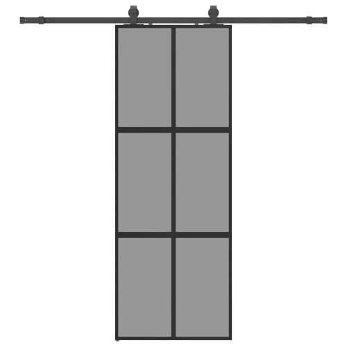 Klizna vrata s priborom crna 76 x 205 cm kaljeno staklo - Crna i tamnoprozirna 76 x 205 cm (klizna vodilica od 200 cm) 1 Mreže 4 Cijena