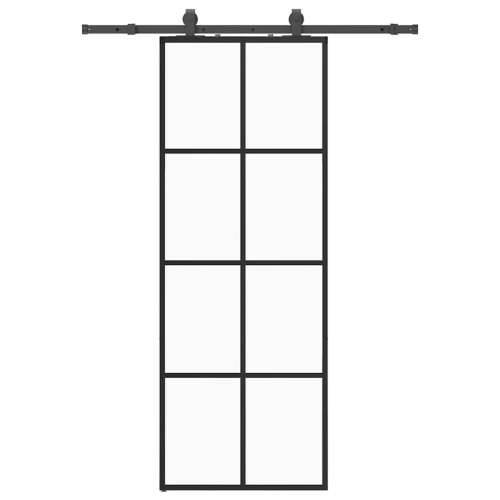 Klizna vrata s priborom crna 76 x 205 cm od ESG stakla - Crna 76 x 205 cm (152.5 cm sliding rail) 1 Transparentan Cijena