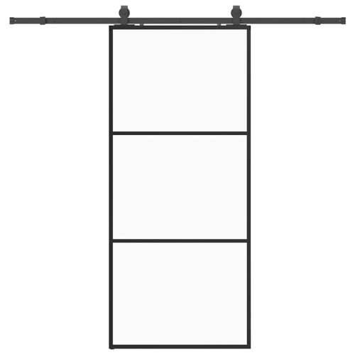 Klizna vrata s priborom crna 90 x 205 cm od ESG stakla - 90 x 205 cm (213 cm sliding rail) 1 2 vodoravne šipke Cijena