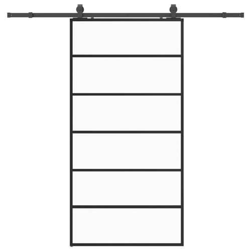 Klizna vrata s priborom crna 102 x 205 cm od ESG stakla - 102 x 205 cm (213 cm sliding rail) 1 5 vodoravnih šipki Cijena