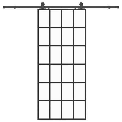 Klizna vrata s priborom crna 90 x 205 cm od ESG stakla - 90 x 205 cm (213 cm sliding rail) 1 6 x 4 grids Cijena