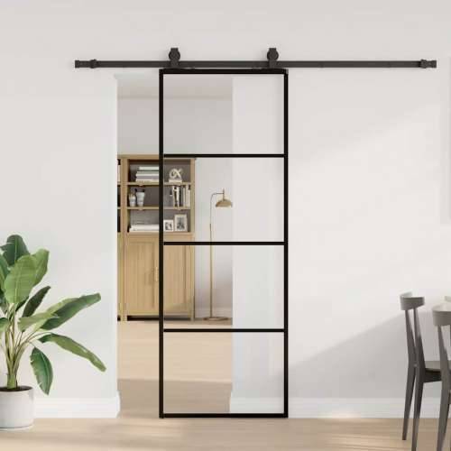 Klizna vrata s priborom crna 76 x 205 cm od ESG stakla - Crna 76 x 205 cm (213 cm sliding rail) 1 Transparentan Cijena