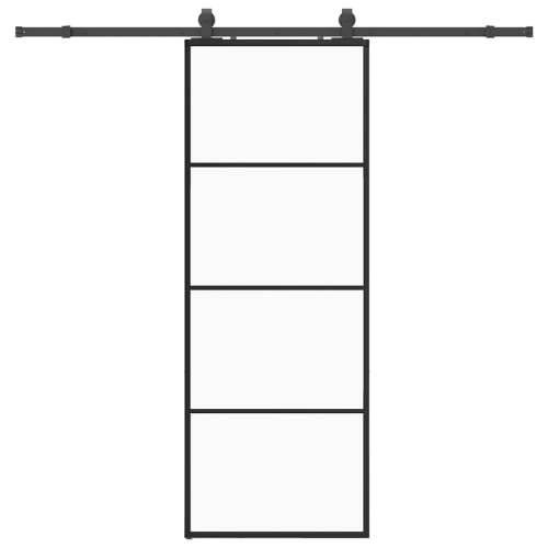 Klizna vrata s priborom crna 76 x 205 cm od ESG stakla - Crna 76 x 205 cm (213 cm sliding rail) 1 Transparentan Cijena