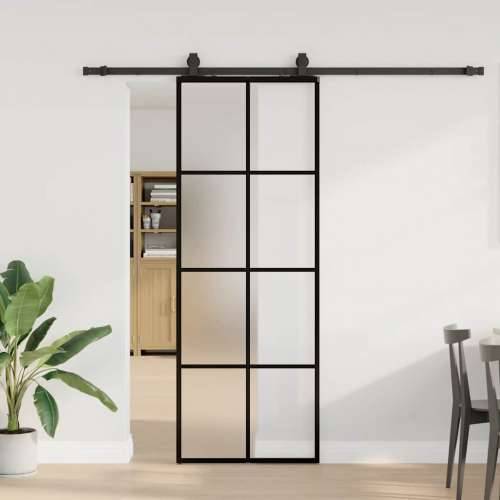 Klizna vrata s priborom crna 76 x 205 cm od ESG stakla - Crna 76 x 205 cm (213 cm sliding rail) 1 Matirano Cijena