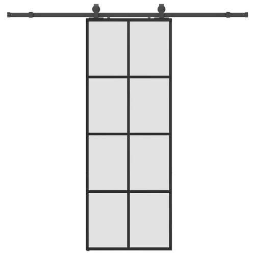 Klizna vrata s priborom crna 76 x 205 cm od ESG stakla - Crna 76 x 205 cm (213 cm sliding rail) 1 Matirano Cijena