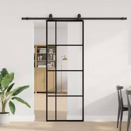 Klizna vrata s priborom crna 76 x 205 cm od ESG stakla - Crna 76 x 205 cm (213 cm sliding rail) 1 Transparentan Cijena
